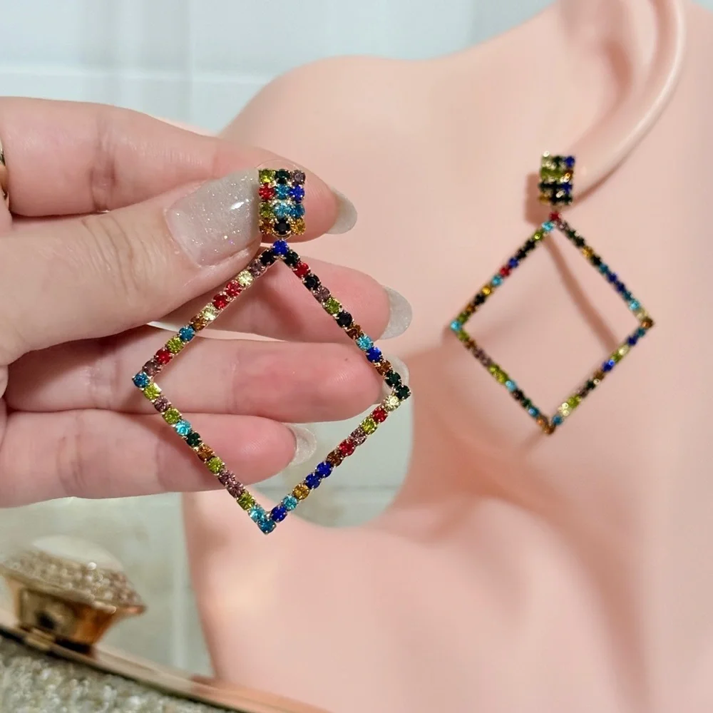 ⚜️ Amazing Multicolor Geometric Drop Earrings - Picture 7 of 8